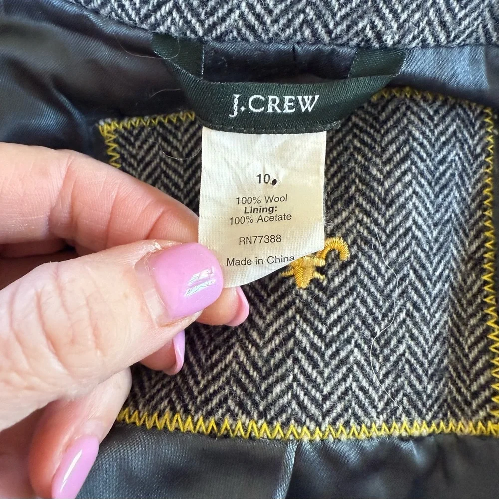J.Crew Herringbone 100% Wool Norfolk Jacket Preppy Collegiate Timeless Size 10 - Picture 3 of 10